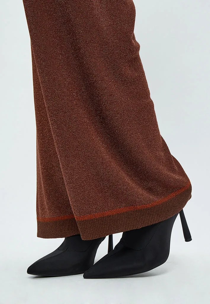 MSAllie Metallic Knit Pants - Dark Cinnamon Brown Metallic