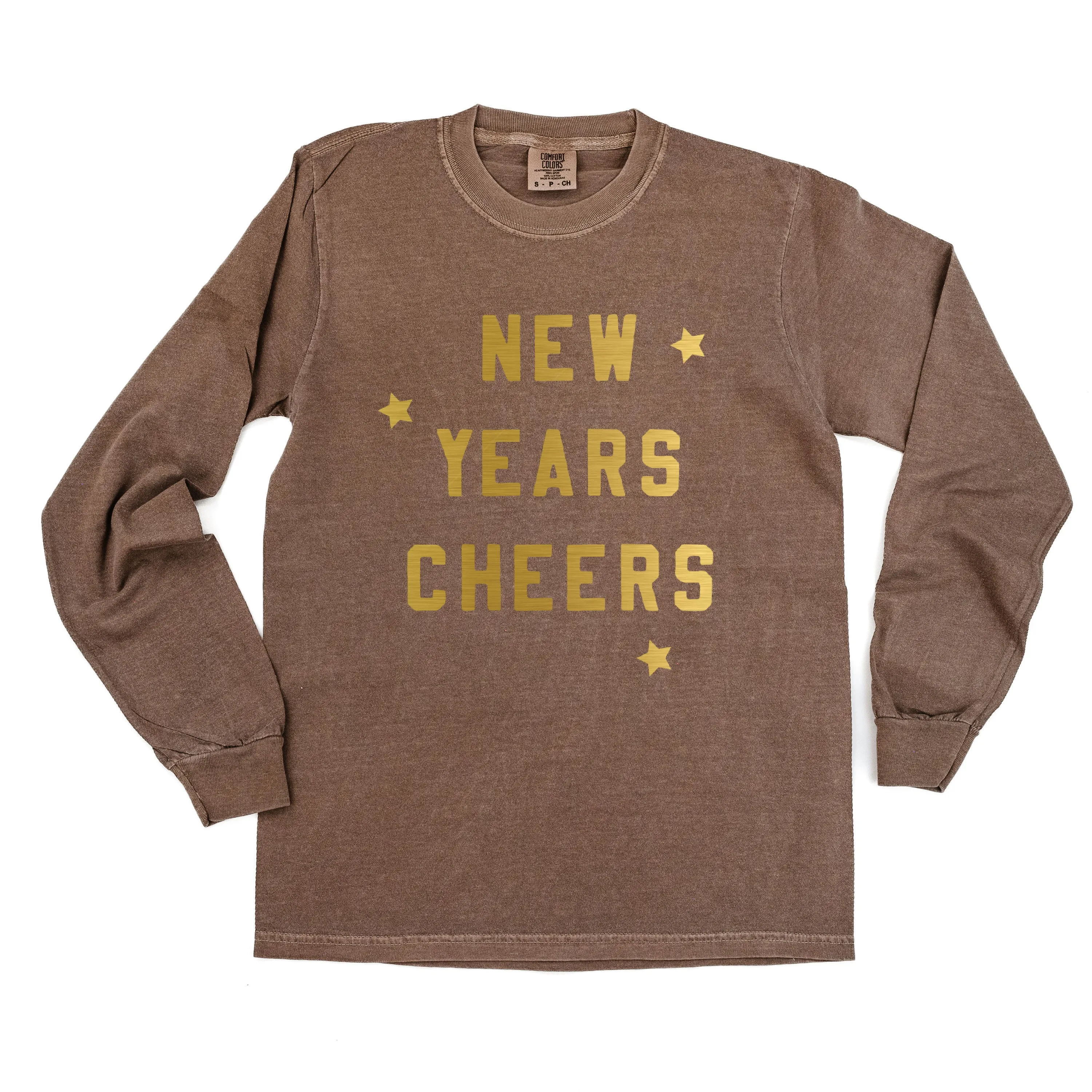 New Years Cheers - Block Font - LONG SLEEVE Comfort Colors Tee