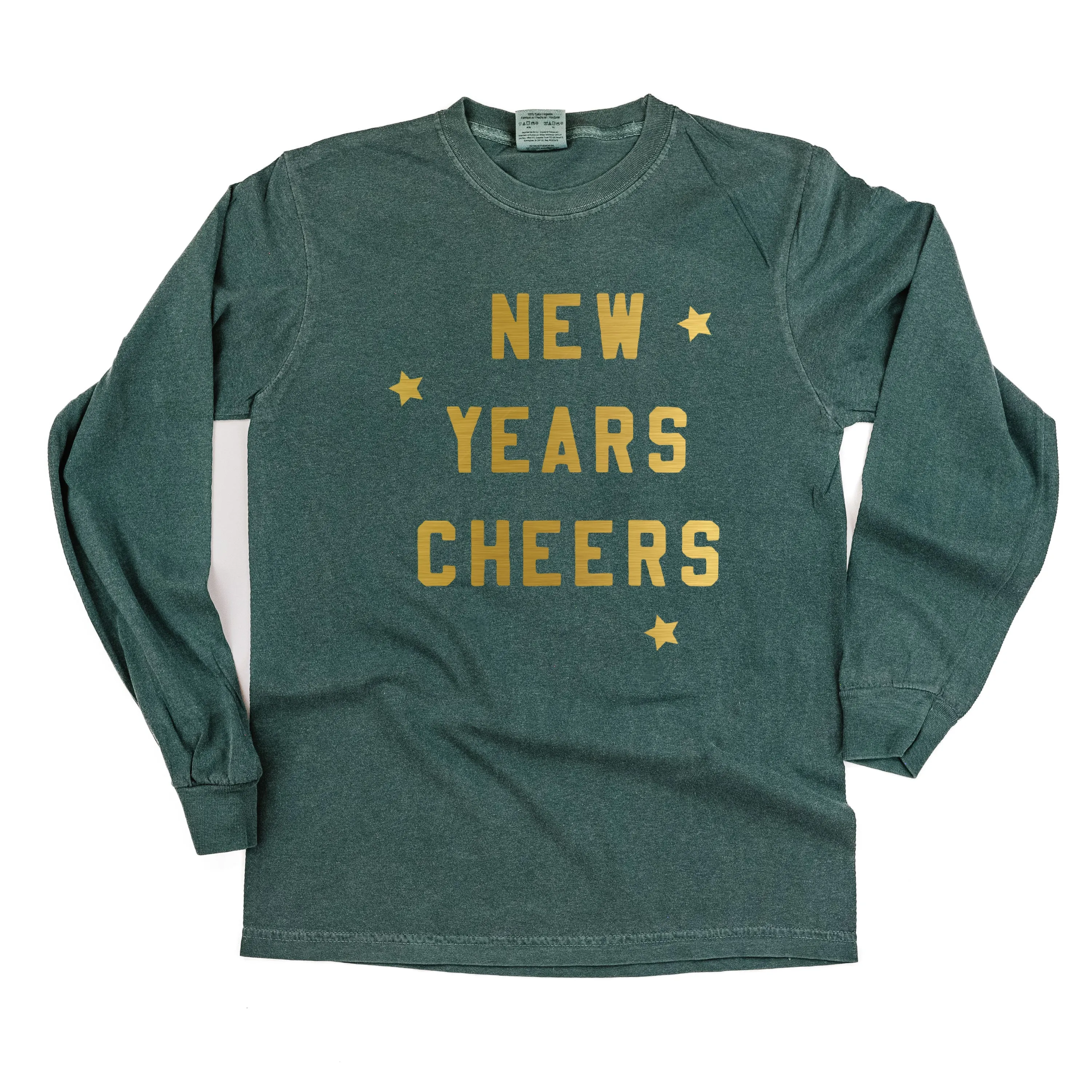 New Years Cheers - Block Font - LONG SLEEVE Comfort Colors Tee