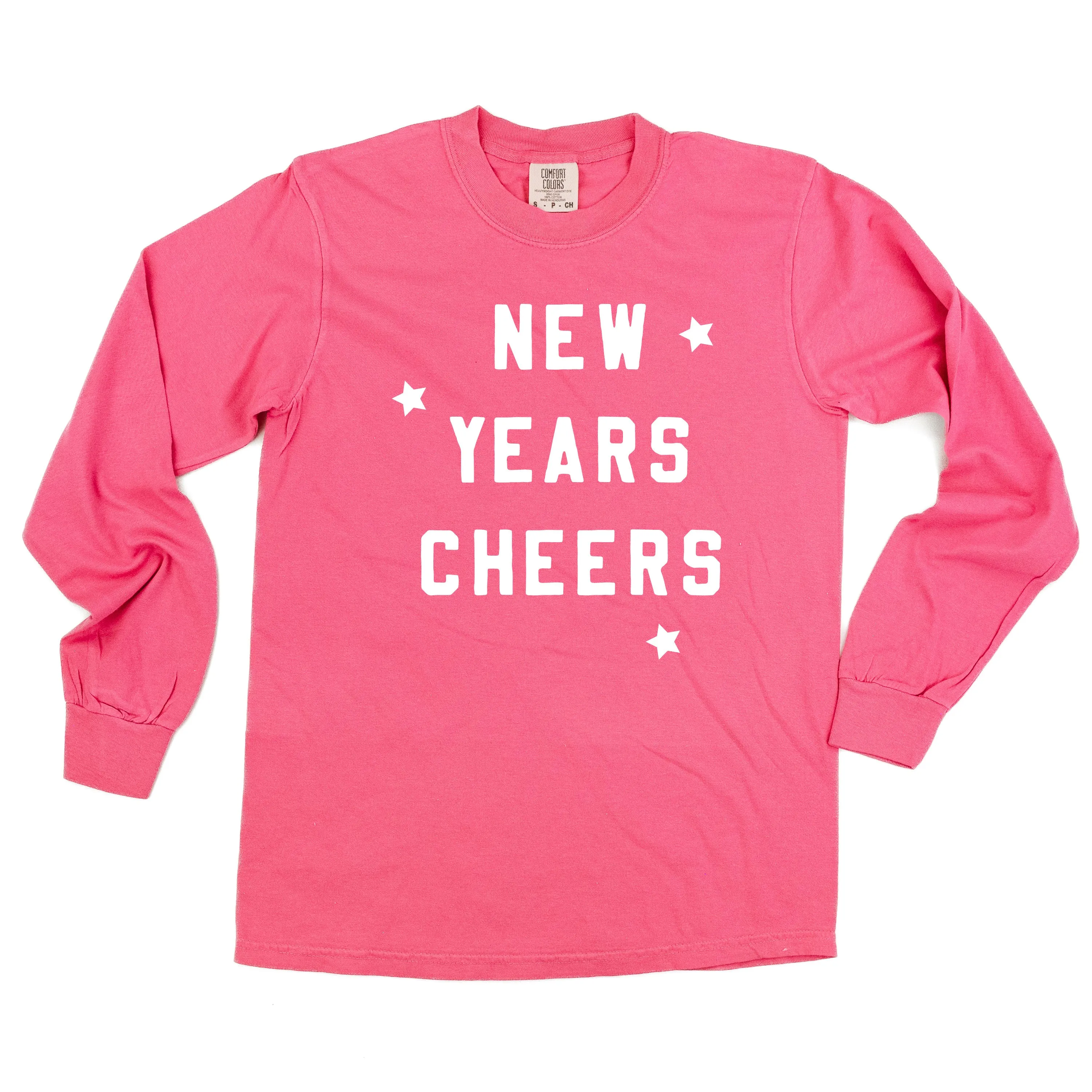 New Years Cheers - Block Font - LONG SLEEVE Comfort Colors Tee