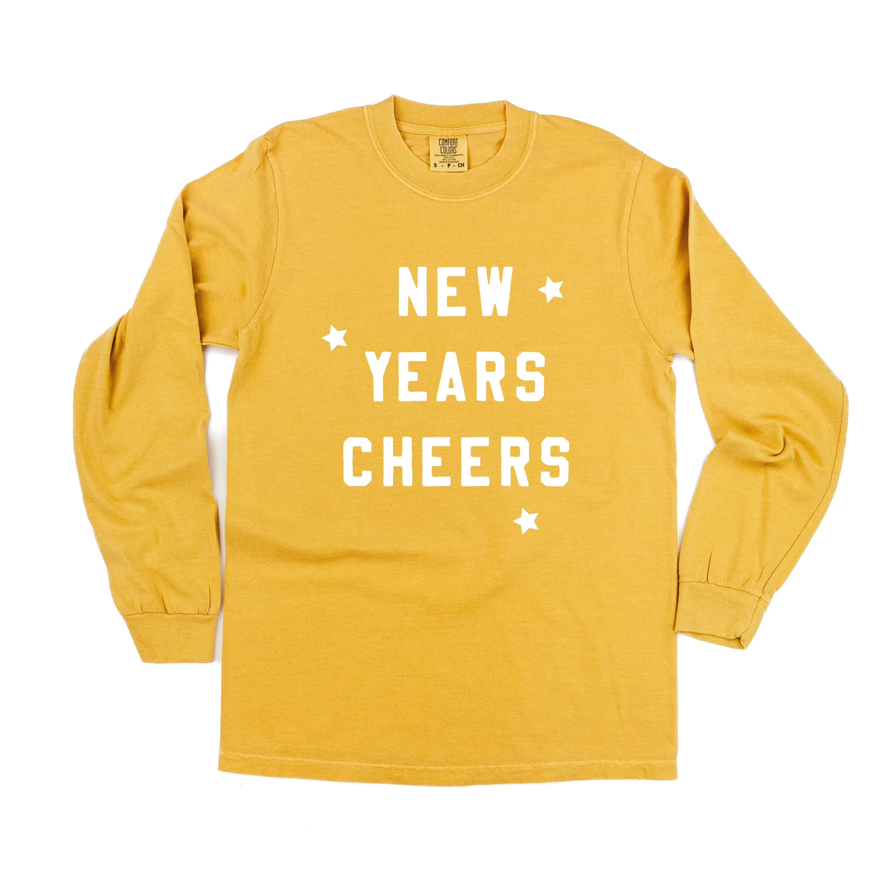 New Years Cheers - Block Font - LONG SLEEVE Comfort Colors Tee