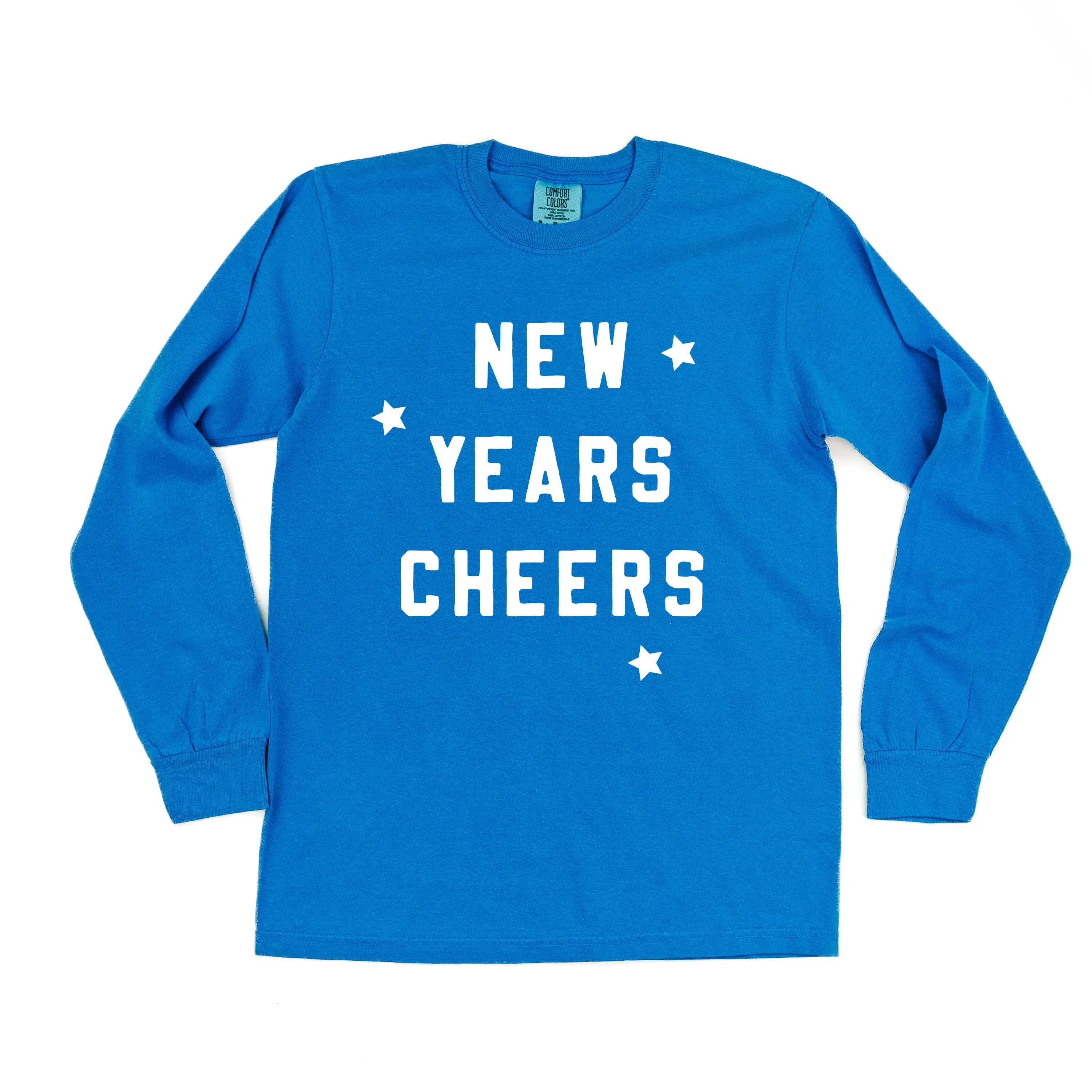 New Years Cheers - Block Font - LONG SLEEVE Comfort Colors Tee