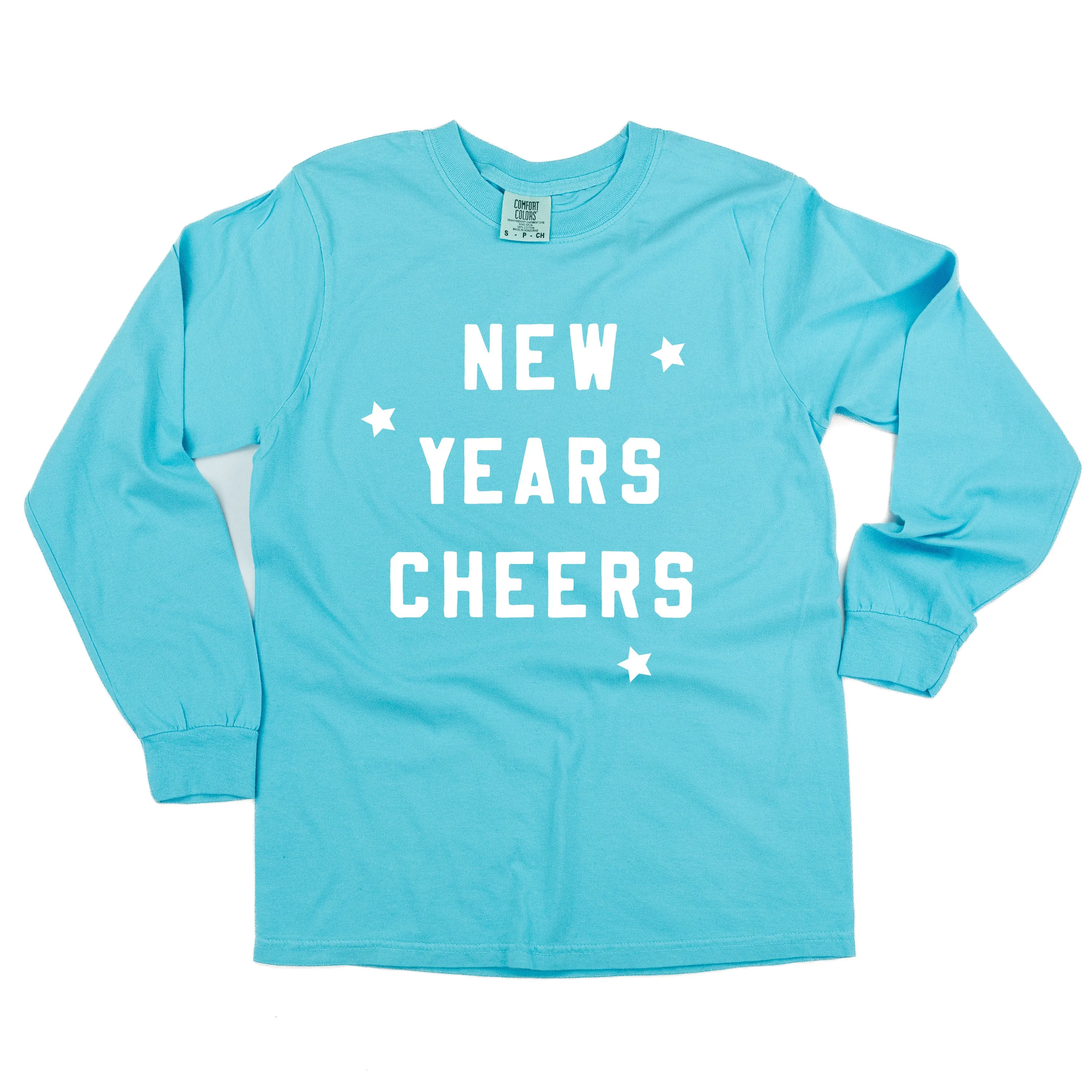 New Years Cheers - Block Font - LONG SLEEVE Comfort Colors Tee