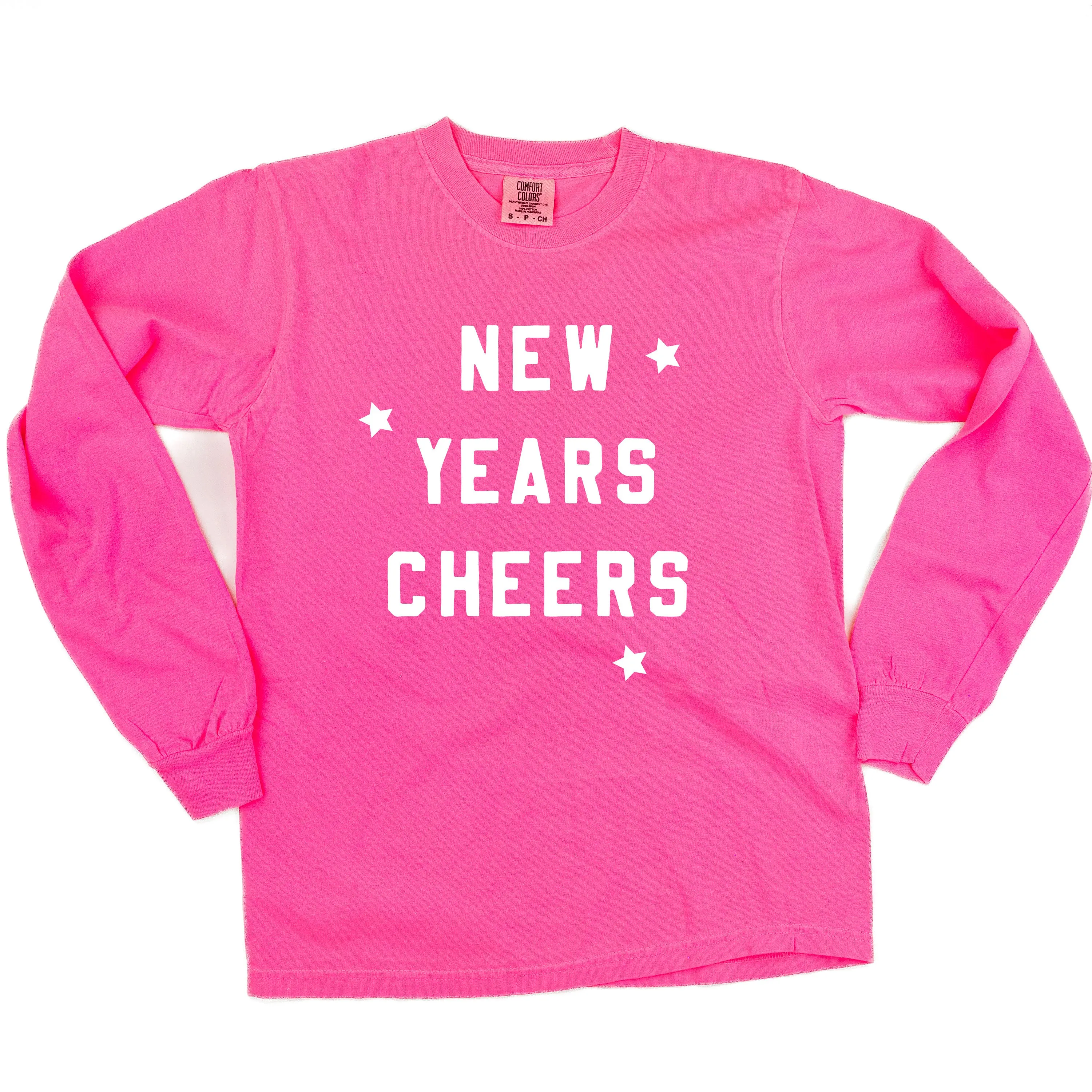 New Years Cheers - Block Font - LONG SLEEVE Comfort Colors Tee