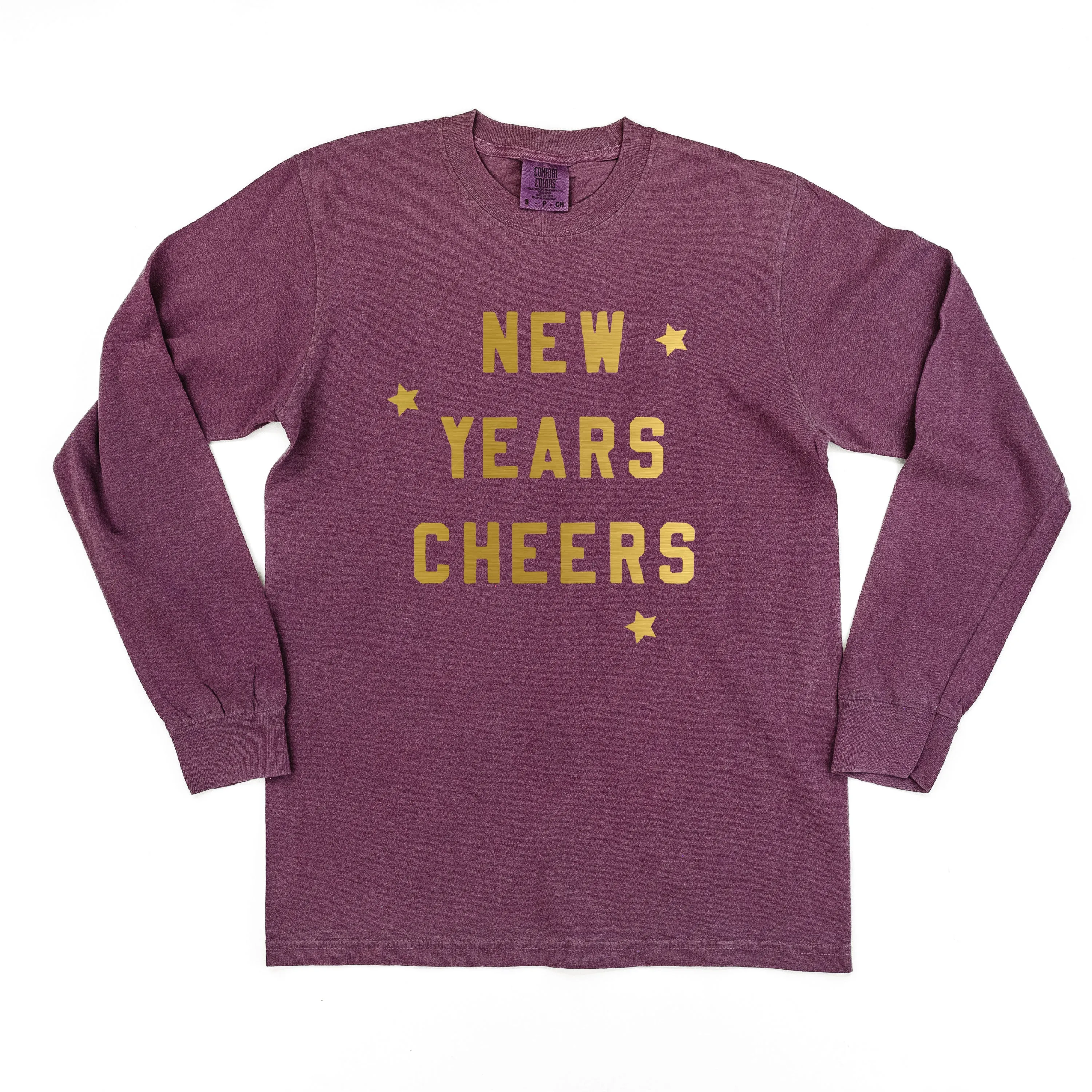 New Years Cheers - Block Font - LONG SLEEVE Comfort Colors Tee