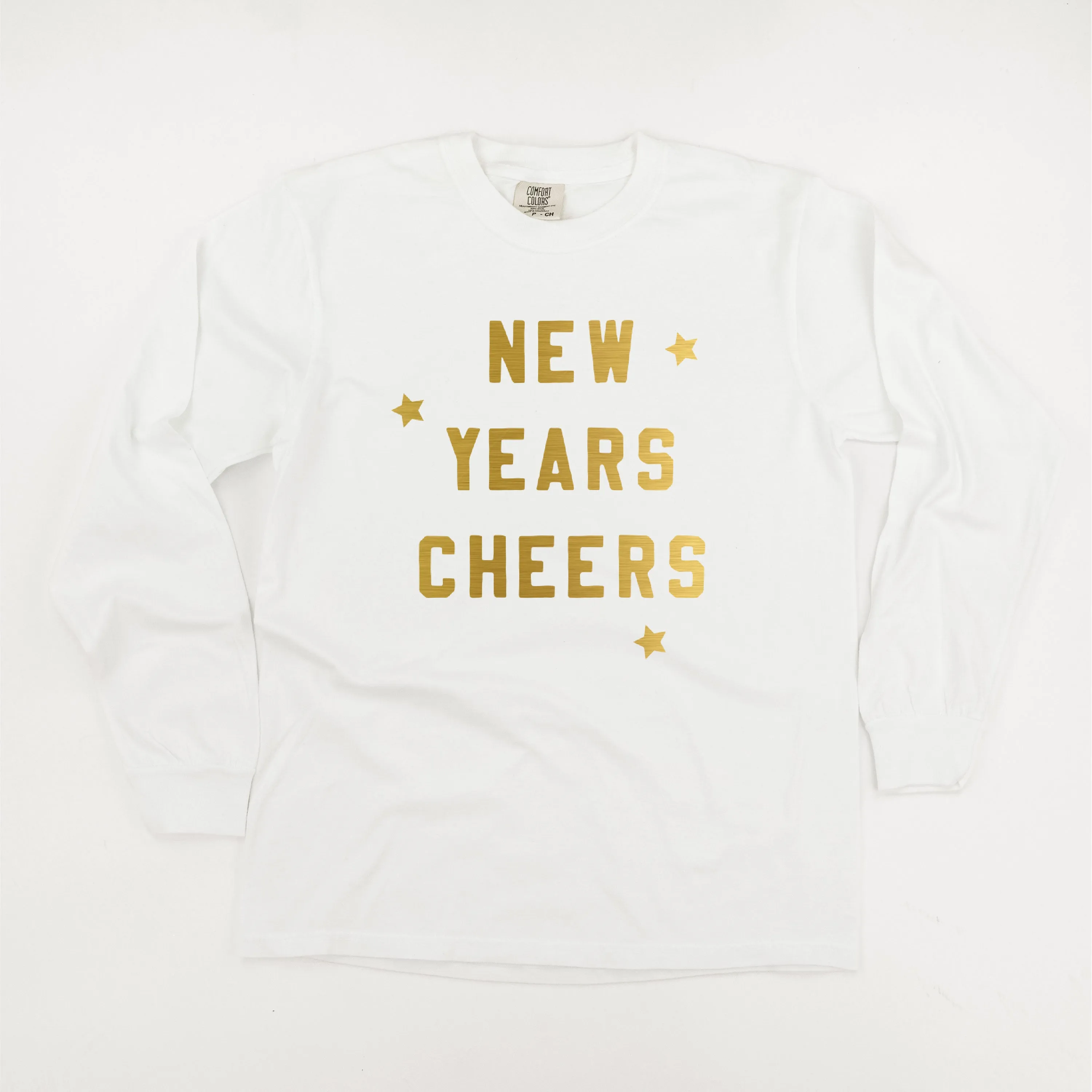 New Years Cheers - Block Font - LONG SLEEVE Comfort Colors Tee