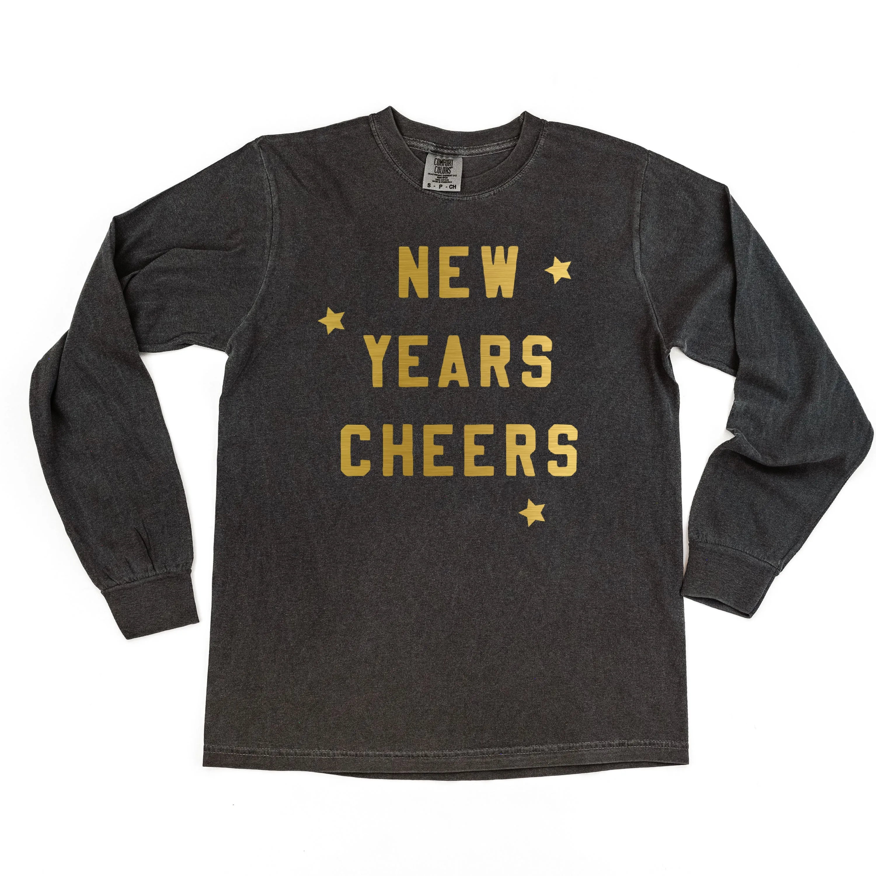 New Years Cheers - Block Font - LONG SLEEVE Comfort Colors Tee