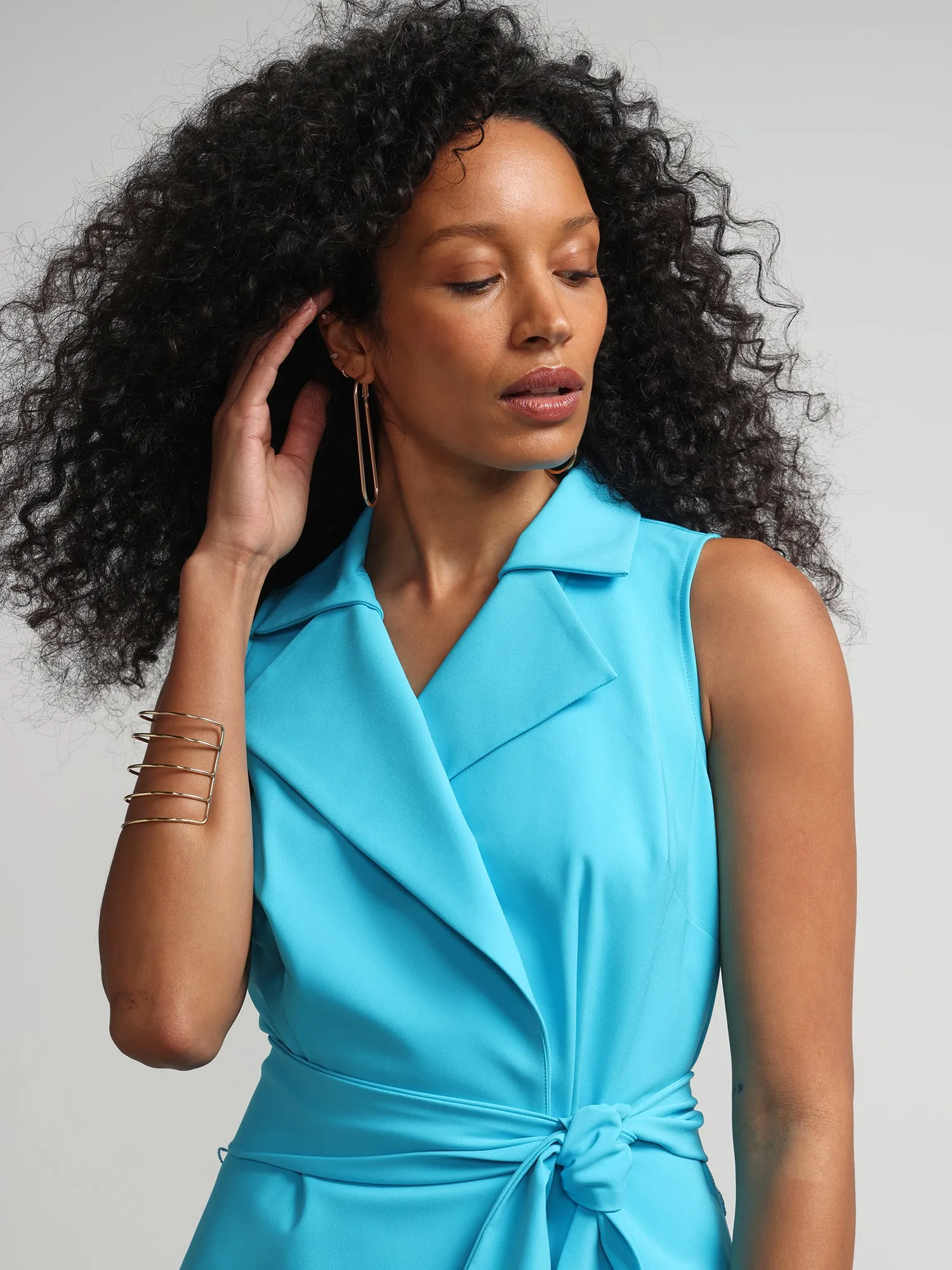 Notch-Collar Belted Flare Dress - Fit To Flatter