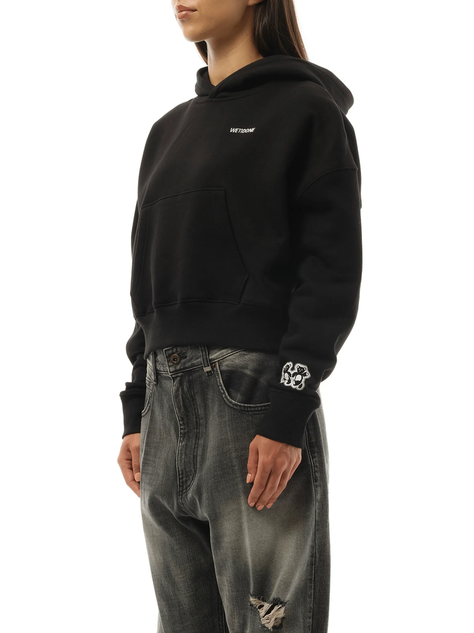 Oversized Teddy Bear Hoodie in Black