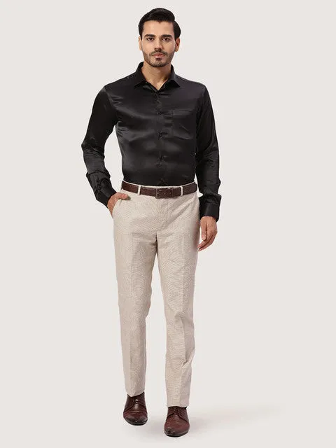 Park Avenue Men Black Solid Slim Fit Polyester Blend Formal Shirts