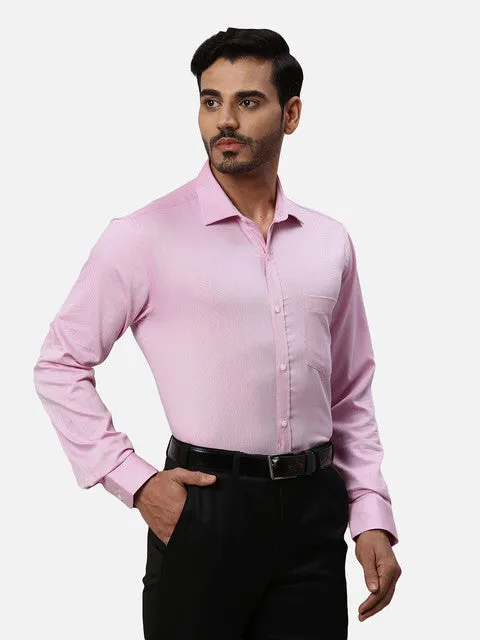 Park Avenue Men Pink Dobby Slim Fit Cotton Formal Shirts