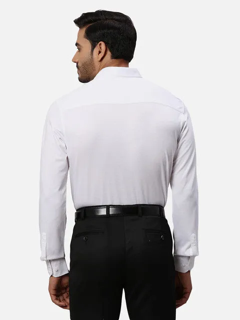 Park Avenue Men White Solid Slim Fit Cotton Blend Formal Shirts