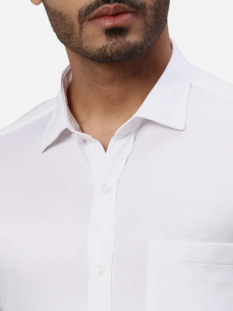 Park Avenue Men White Solid Slim Fit Cotton Blend Formal Shirts