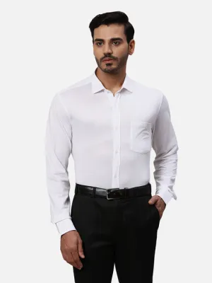 Park Avenue Men White Solid Slim Fit Cotton Blend Formal Shirts