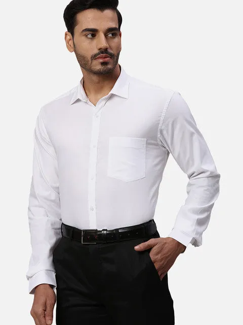 Park Avenue Men White Twill Slim Fit Cotton Formal Shirts