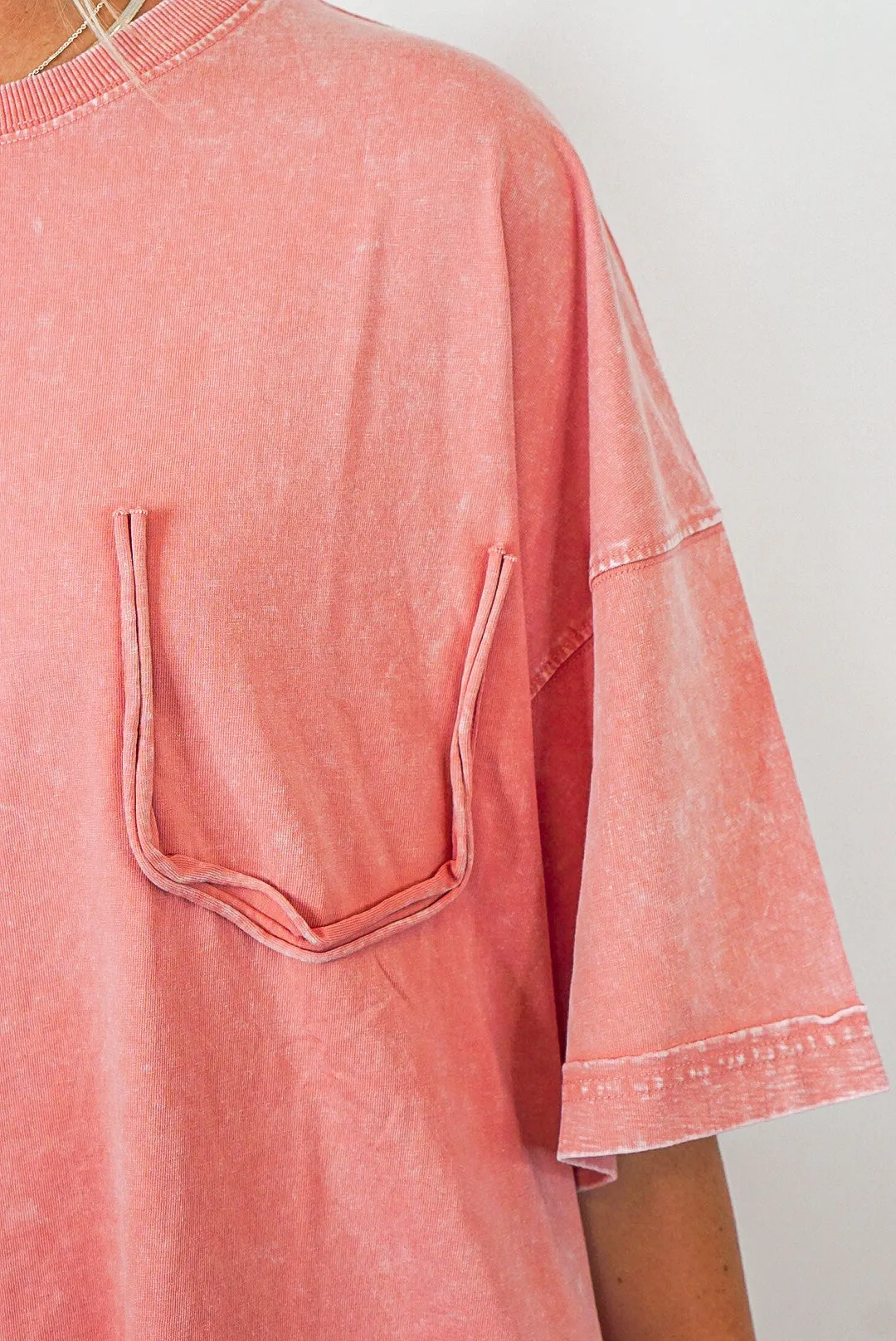 Perfectly Oversized Washed Coral Top