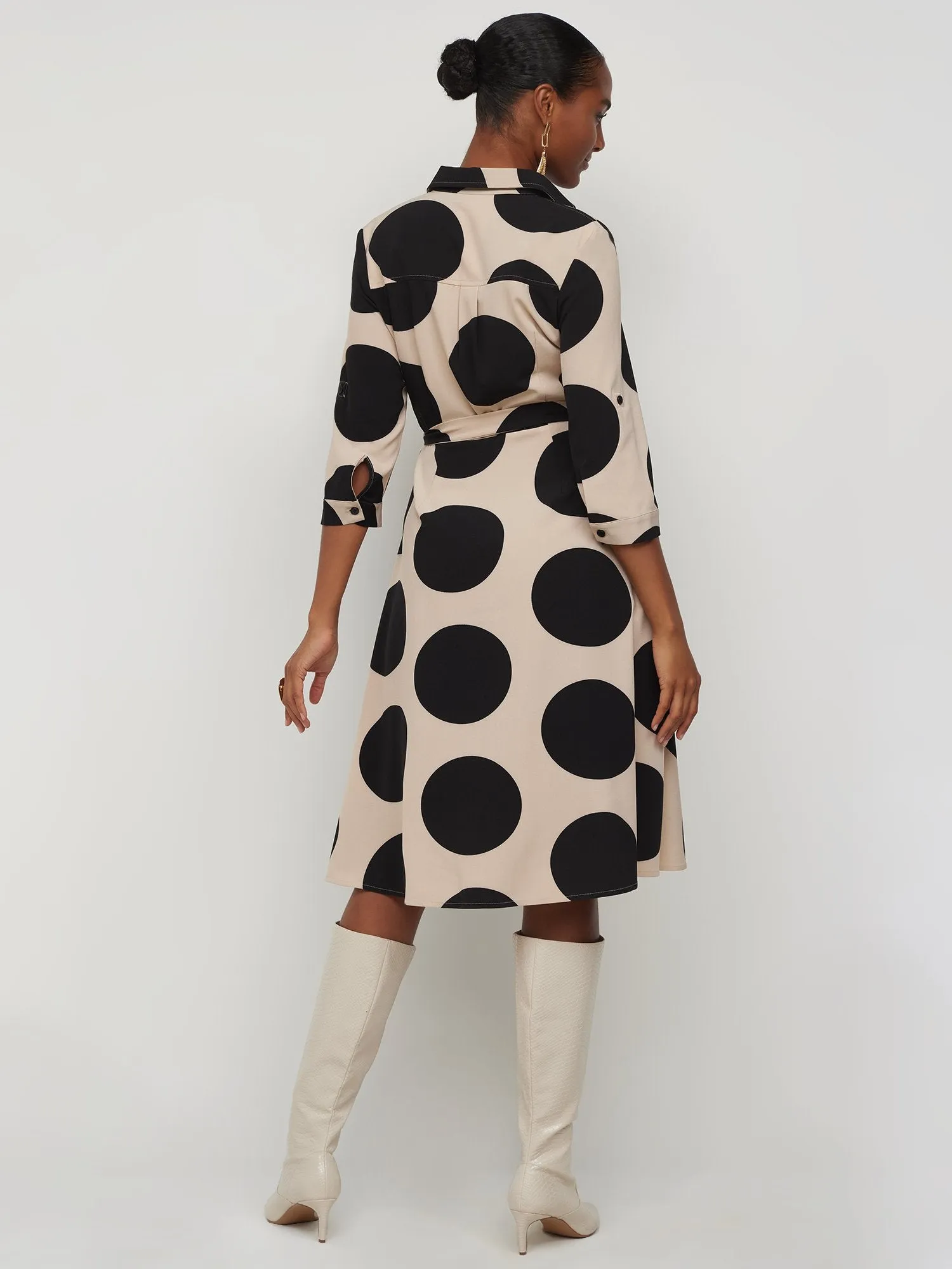 Petite Oversized Polka-Dot Button-Front Shirtdress