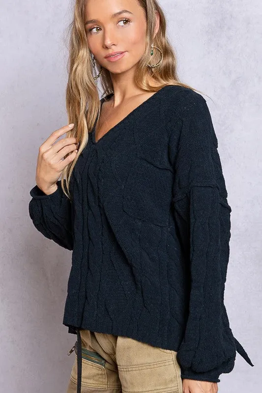 POL V-Neck Sweater with Chain Detail