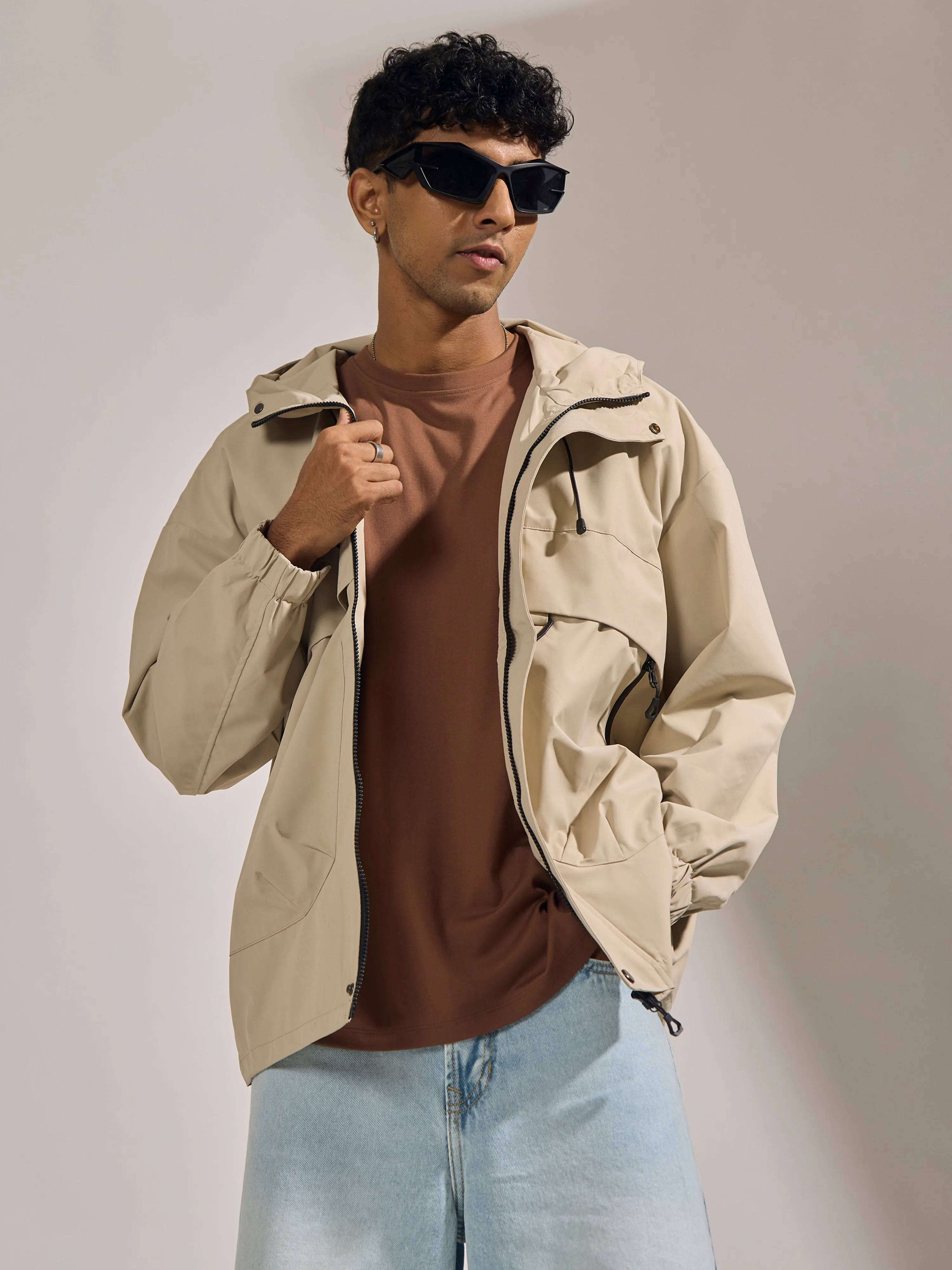 Quiterie - Hooded Nylon Jacket - Light Beige