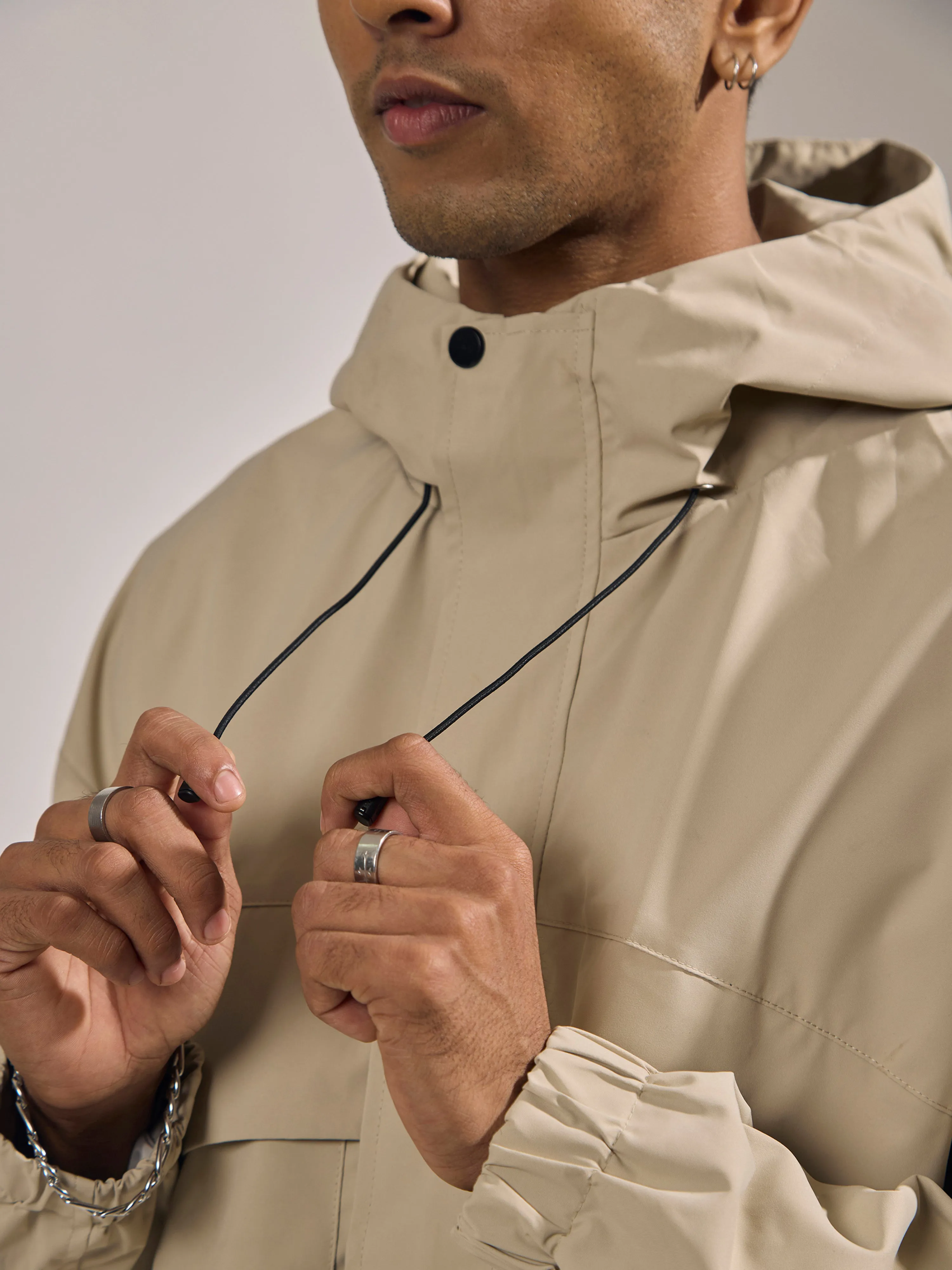 Quiterie - Hooded Nylon Jacket - Light Beige