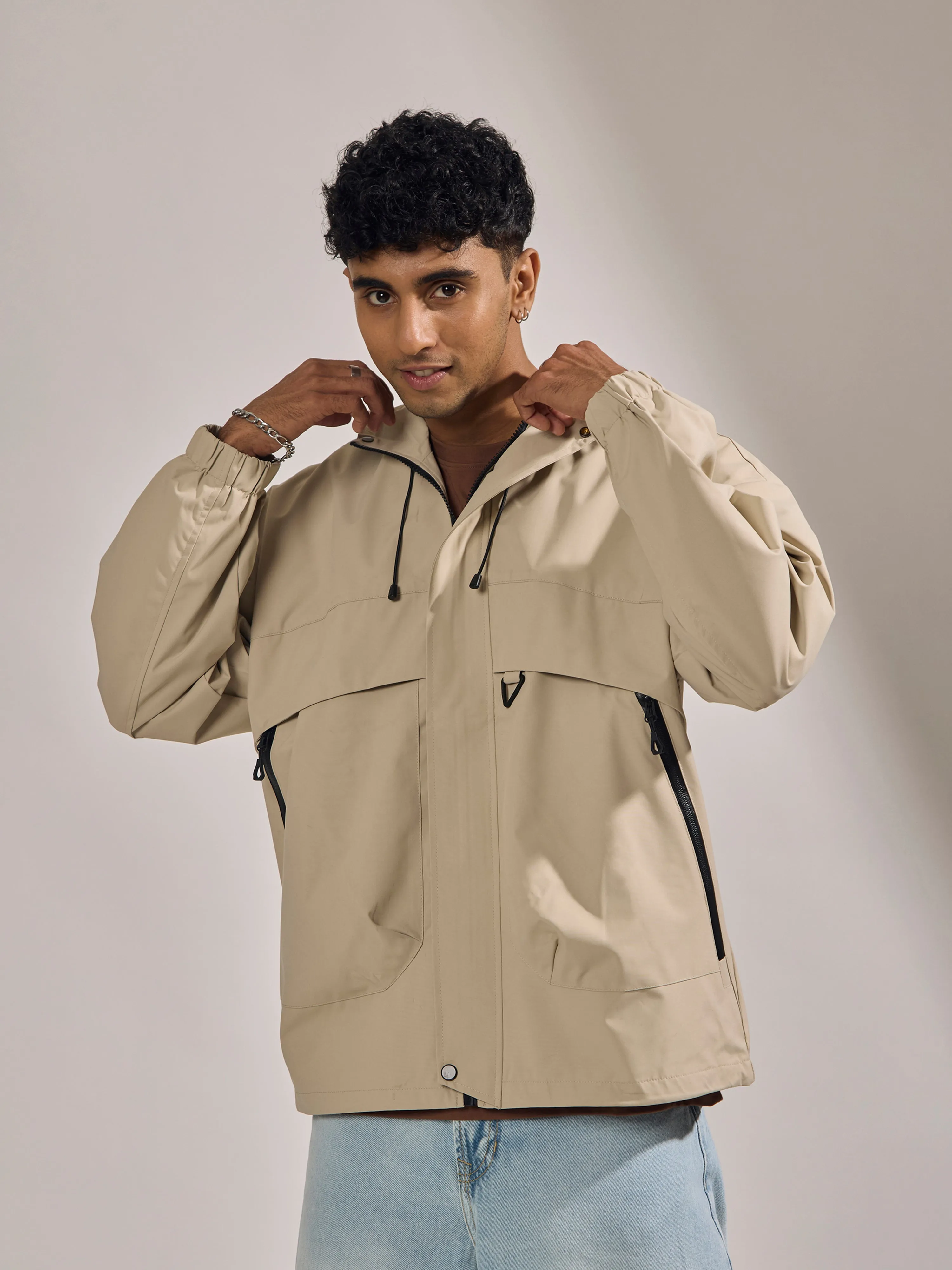 Quiterie - Hooded Nylon Jacket - Light Beige