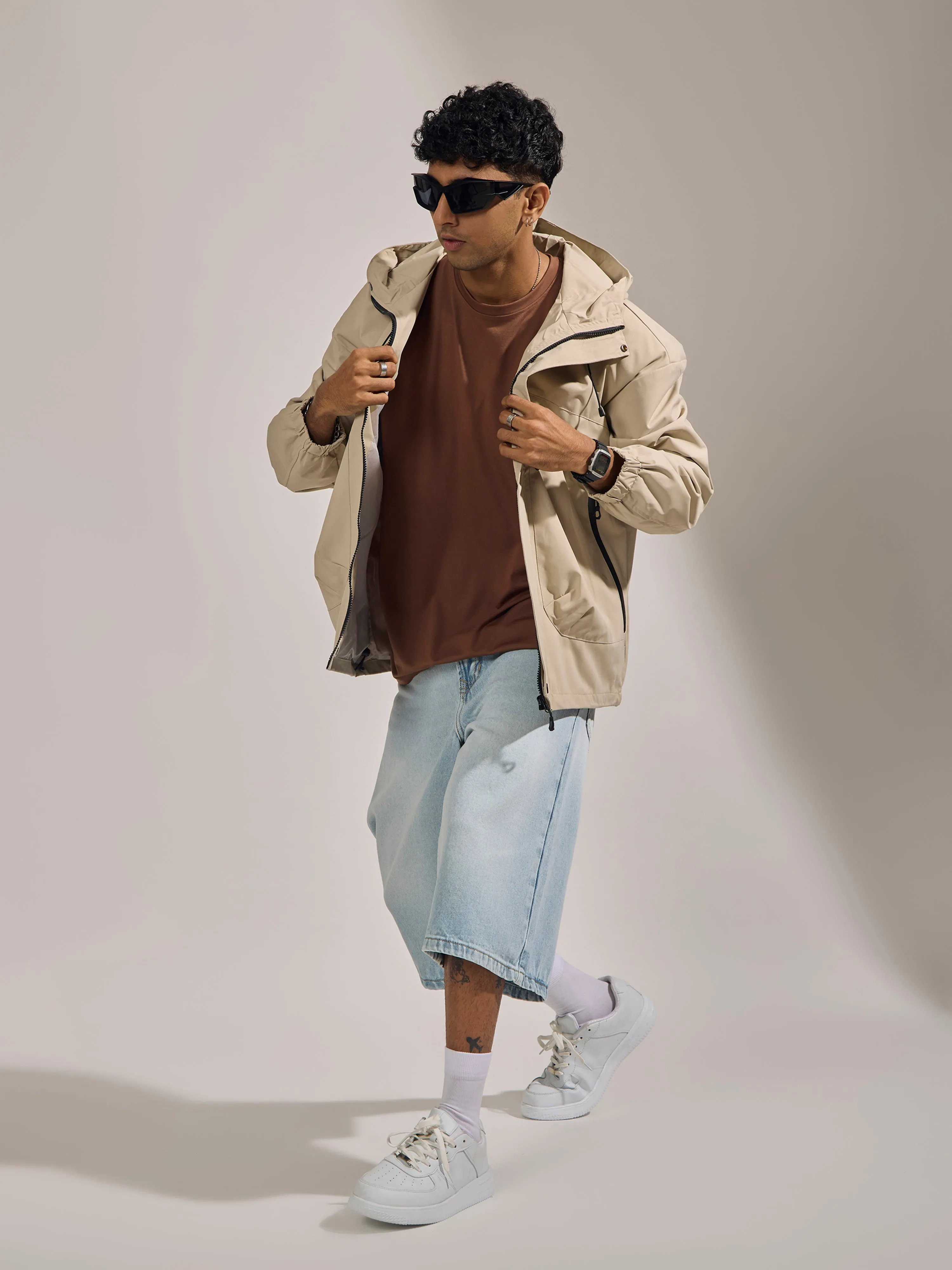Quiterie - Hooded Nylon Jacket - Light Beige