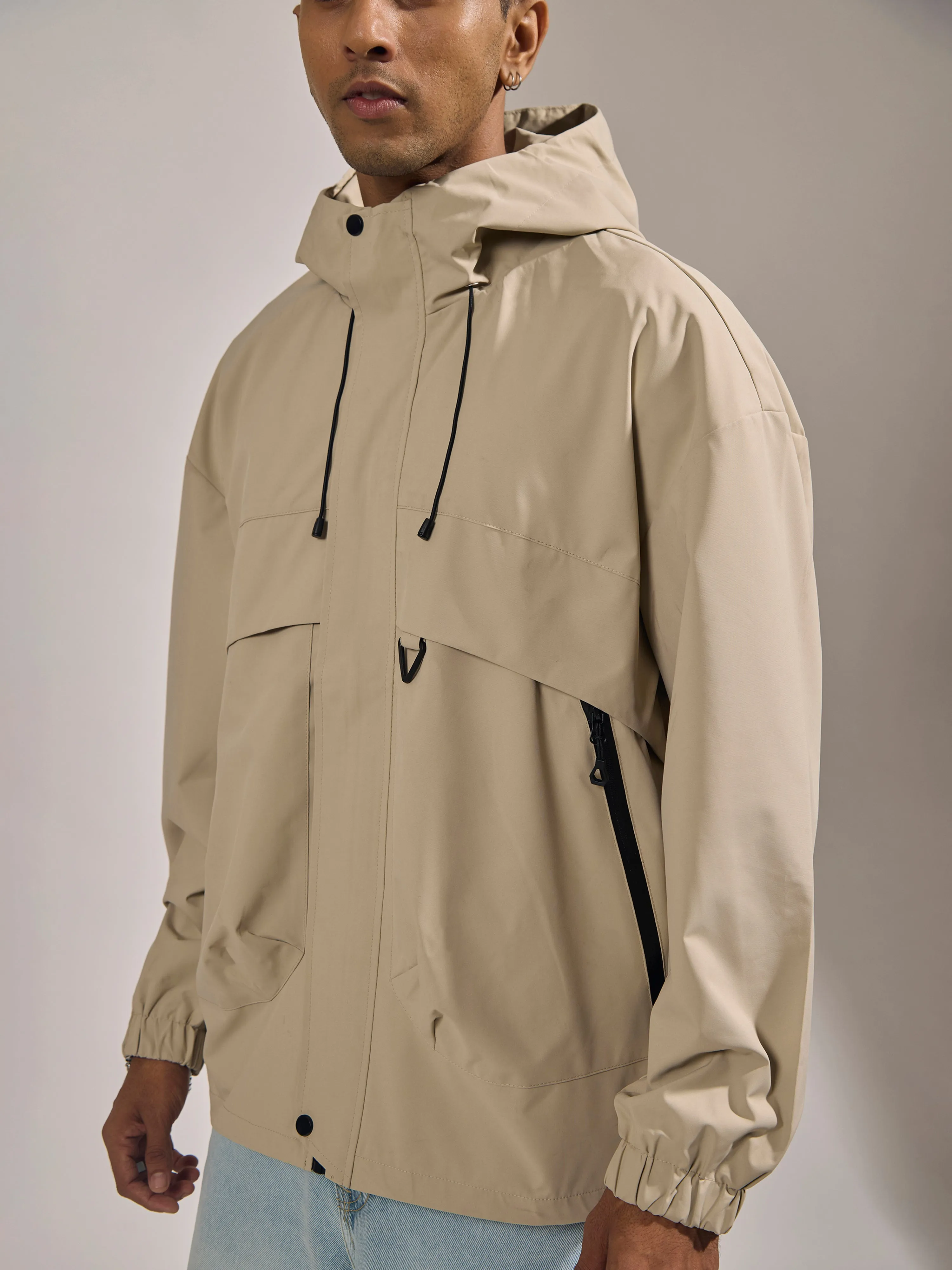 Quiterie - Hooded Nylon Jacket - Light Beige