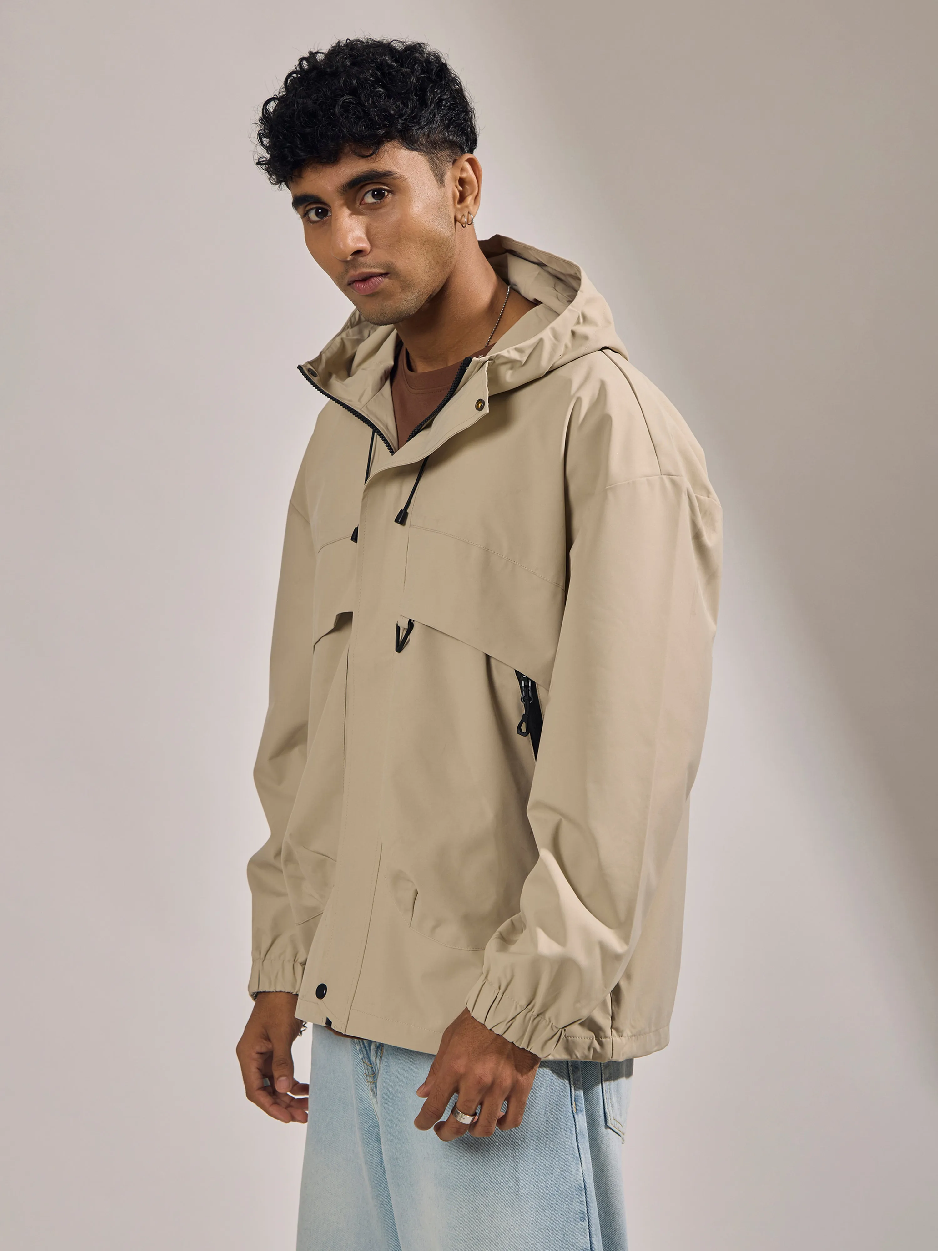 Quiterie - Hooded Nylon Jacket - Light Beige