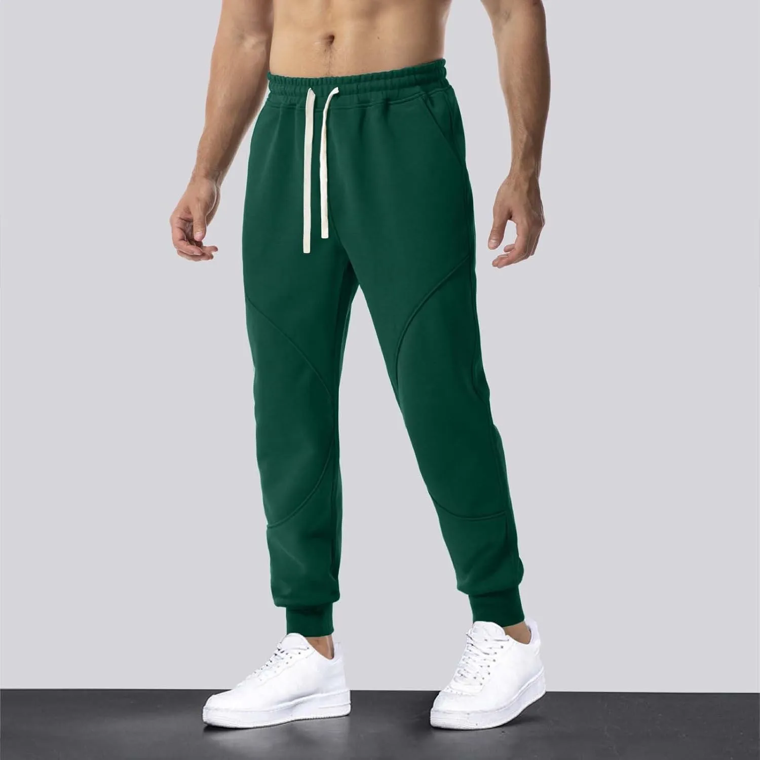 QWENTMTNTY Mens Slim Fit Joggers Sweatpants Athletic Workout Gym Pants Patchwork Big and Tall Comfy Cotton Sweat Pants