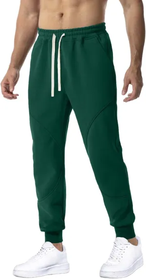 QWENTMTNTY Mens Slim Fit Joggers Sweatpants Athletic Workout Gym Pants Patchwork Big and Tall Comfy Cotton Sweat Pants