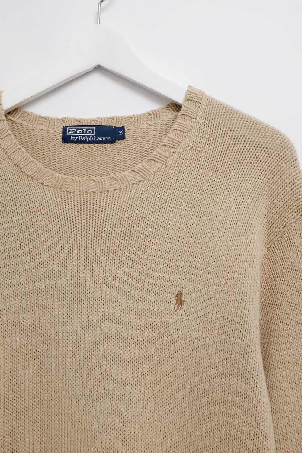 RALPH LAUREN BEIGE OVERSIZE LINEN COTTON SWEATER