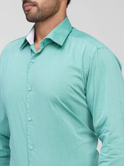 Raymond Men Green Solid Slim Fit Cotton Formal Shirts