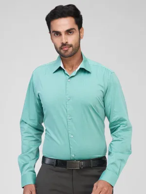 Raymond Men Green Solid Slim Fit Cotton Formal Shirts