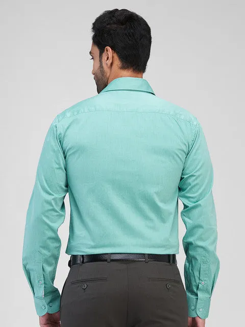 Raymond Men Green Solid Slim Fit Cotton Formal Shirts