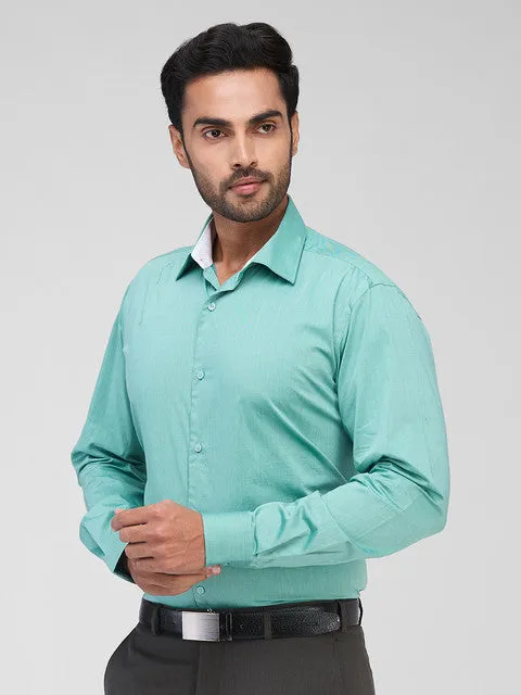 Raymond Men Green Solid Slim Fit Cotton Formal Shirts
