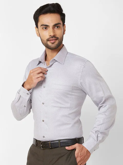Raymond Men Grey Jacquard Contemporary Fit Cotton Formal Shirts