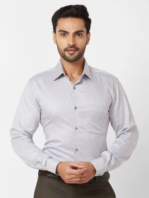 Raymond Men Grey Jacquard Contemporary Fit Cotton Formal Shirts