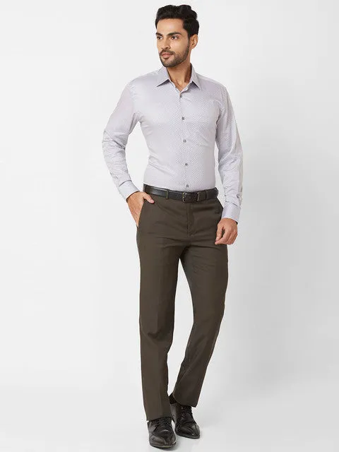 Raymond Men Grey Jacquard Contemporary Fit Cotton Formal Shirts