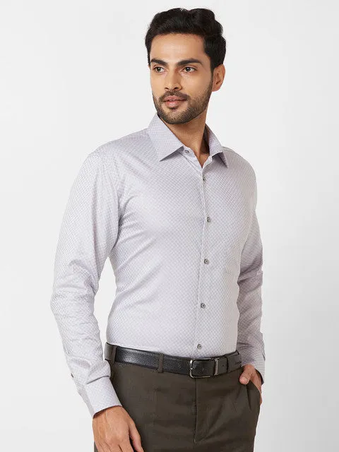 Raymond Men Grey Jacquard Contemporary Fit Cotton Formal Shirts