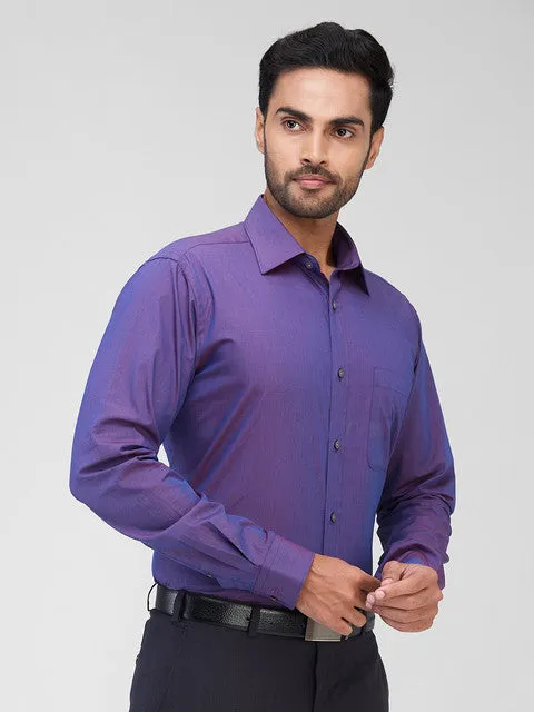 Raymond Men Purple Solid Slim Fit Cotton Formal Shirts