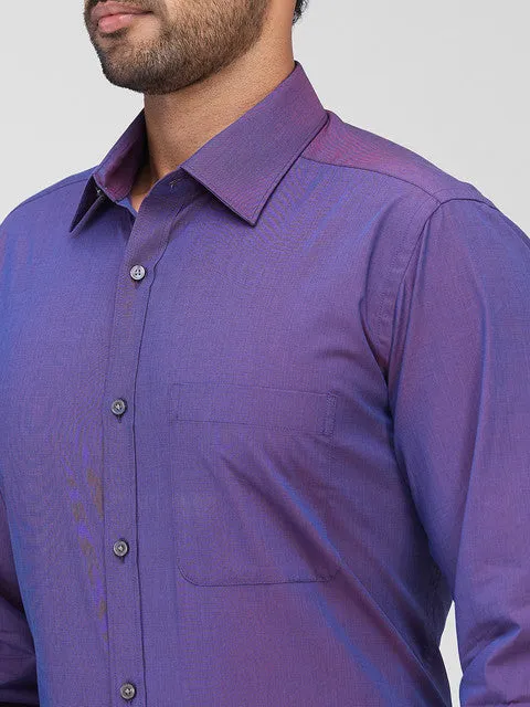 Raymond Men Purple Solid Slim Fit Cotton Formal Shirts