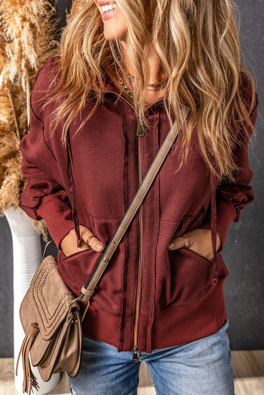 Reverse Seam Zip Up Hoodie