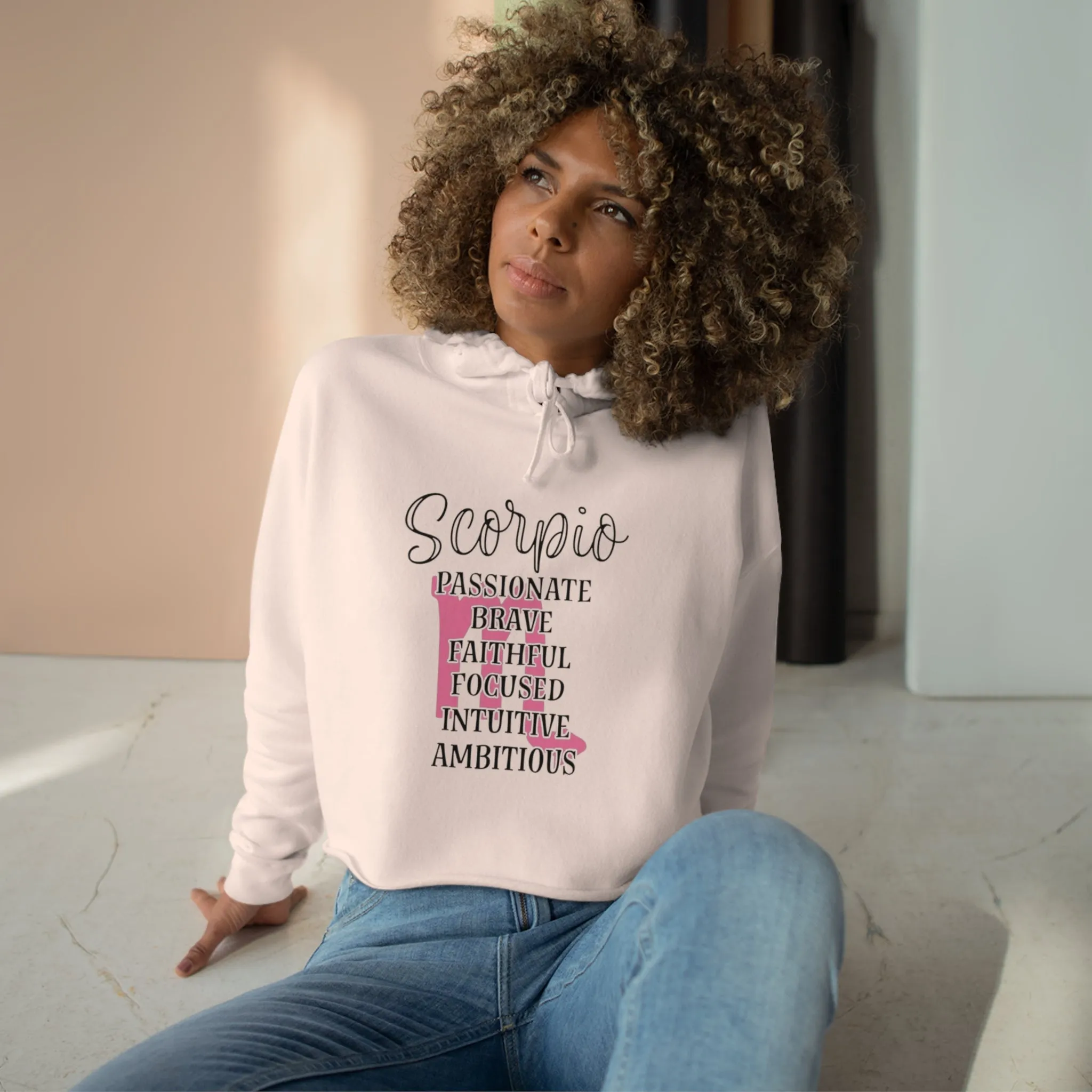 Scorpio Zodiac Character Crop Hoodie