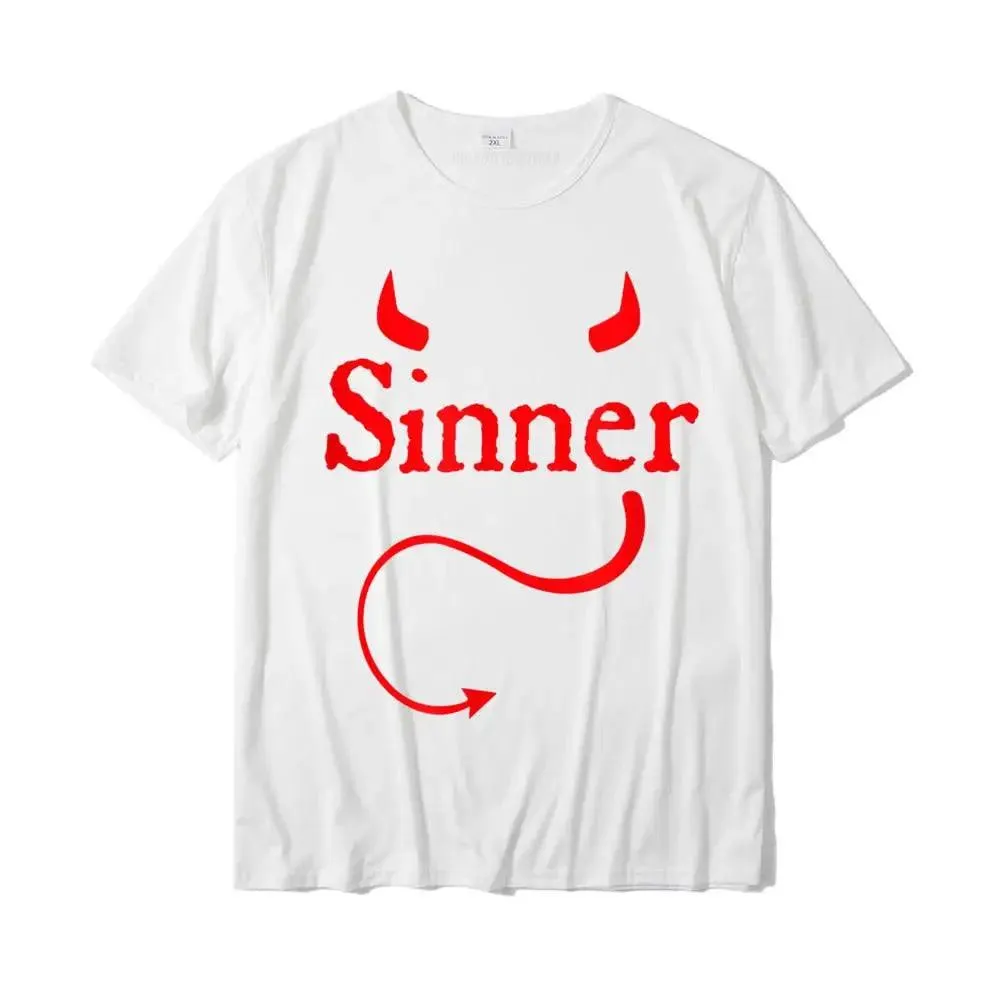 Sinner Devil Horns Tail Rock Atheist Sin Lover T-Shirt Print Tshirts New Tops T Shirt Cotton Men’s