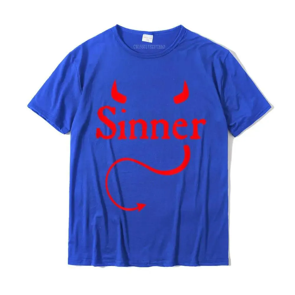 Sinner Devil Horns Tail Rock Atheist Sin Lover T-Shirt Print Tshirts New Tops T Shirt Cotton Men’s