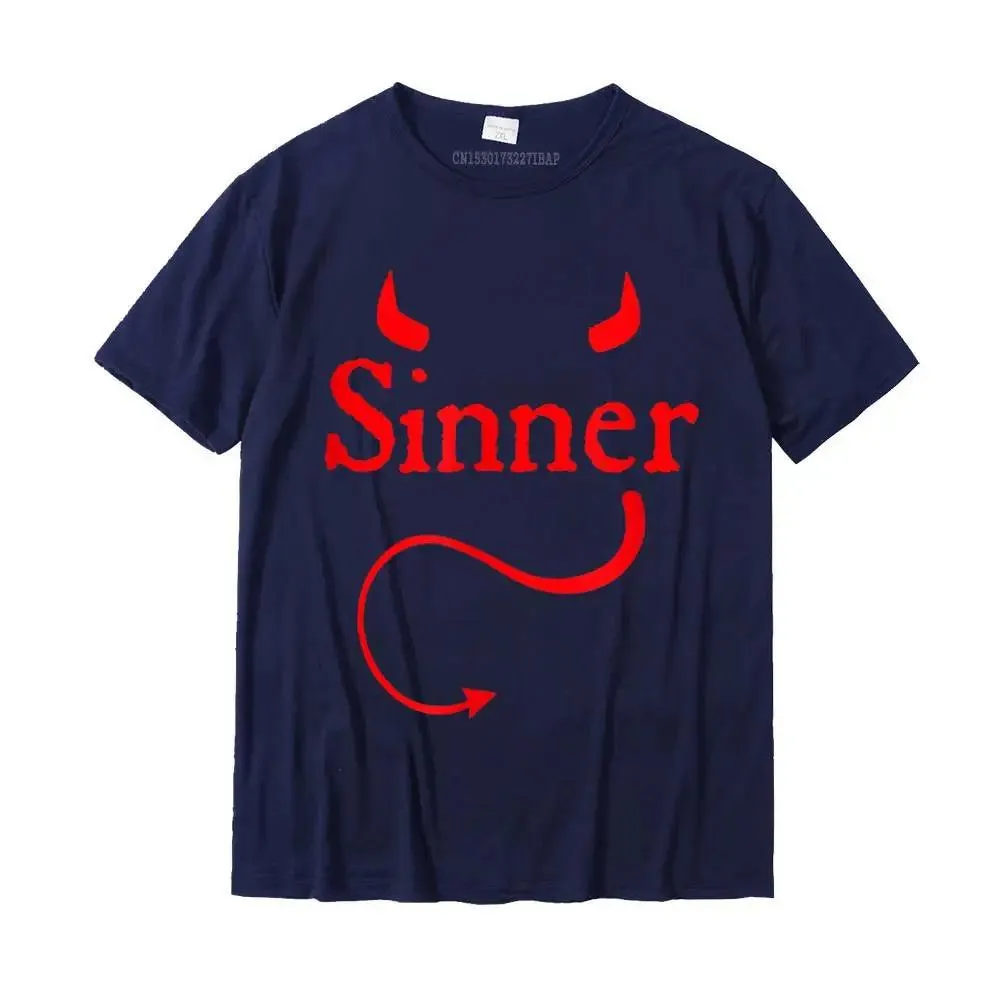 Sinner Devil Horns Tail Rock Atheist Sin Lover T-Shirt Print Tshirts New Tops T Shirt Cotton Men’s