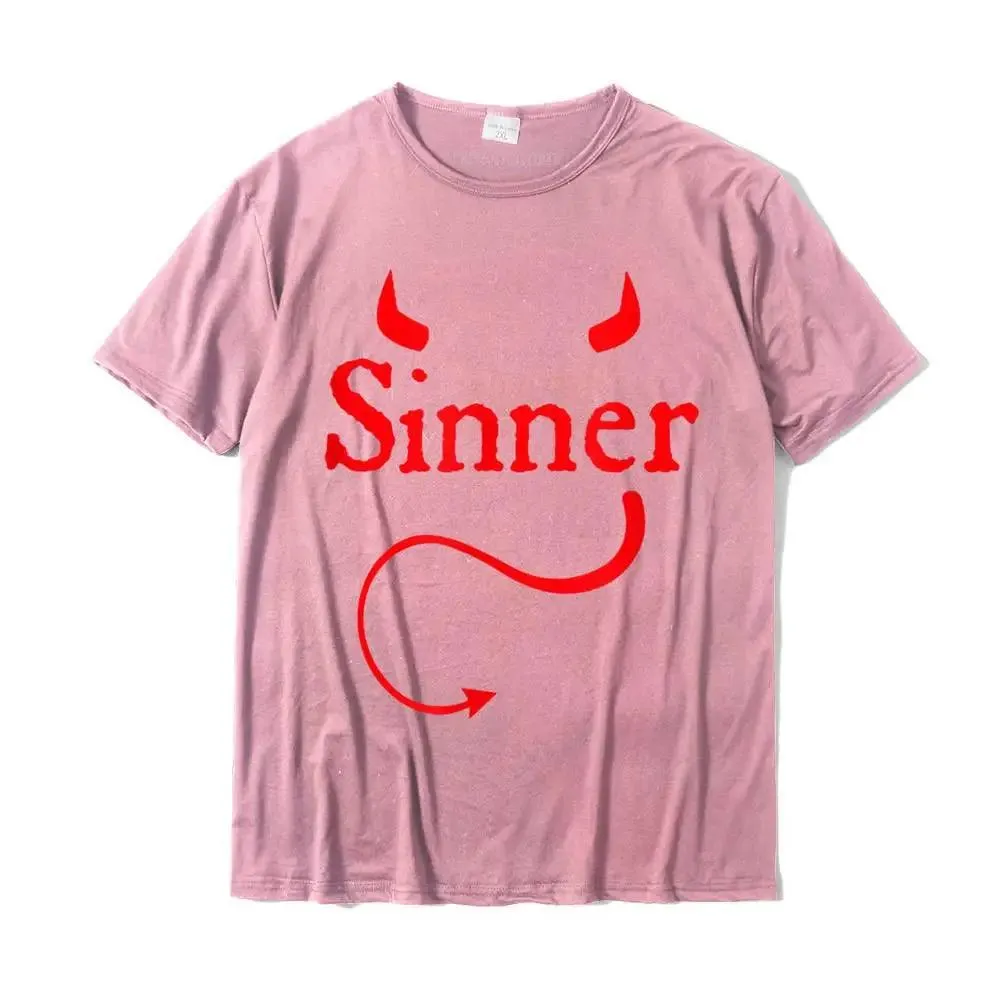 Sinner Devil Horns Tail Rock Atheist Sin Lover T-Shirt Print Tshirts New Tops T Shirt Cotton Men’s
