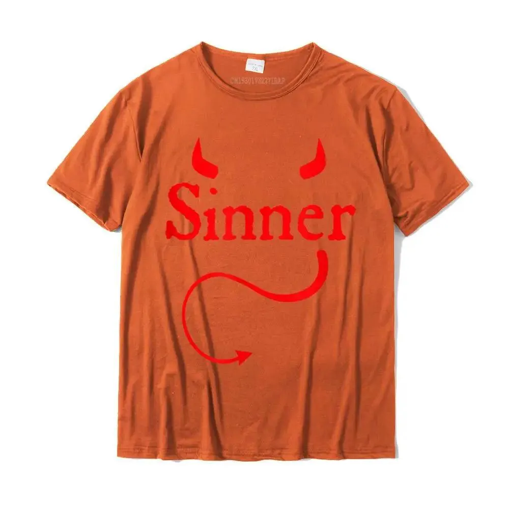 Sinner Devil Horns Tail Rock Atheist Sin Lover T-Shirt Print Tshirts New Tops T Shirt Cotton Men’s