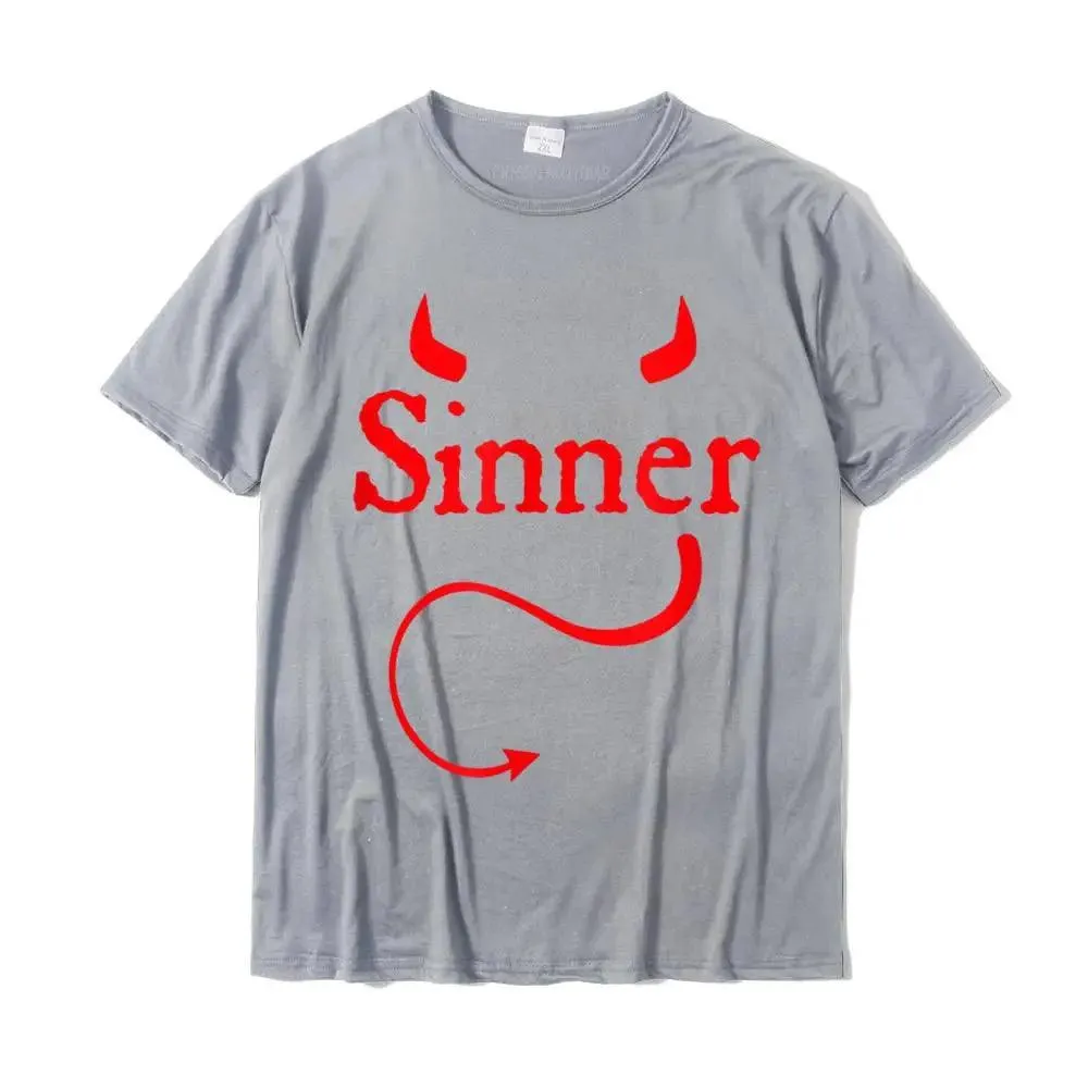 Sinner Devil Horns Tail Rock Atheist Sin Lover T-Shirt Print Tshirts New Tops T Shirt Cotton Men’s