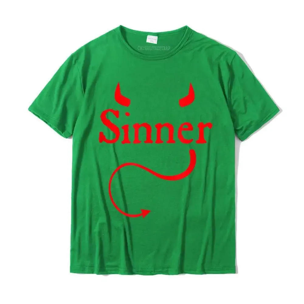 Sinner Devil Horns Tail Rock Atheist Sin Lover T-Shirt Print Tshirts New Tops T Shirt Cotton Men’s